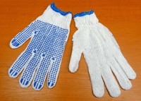 Bezešvé pracovní rukavice úplet s gumovými terčíky , vel. 10